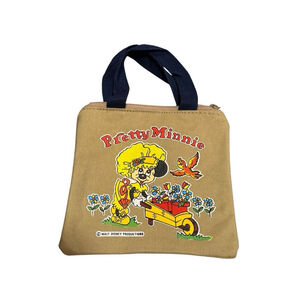 NEW Vintage Pretty Minnie Canvas Tote Purse Tan & Blue / Yellow Hat Mouse Power